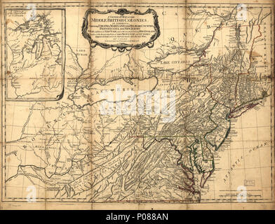 107 Une carte générale du milieu, les colonies britanniques en Amérique. Contenant de la Virginie, du Maryland, le Delaware, la Pennsylvanie et le New Jersey. Avec l'ajout de New York, et la plus grande partie de nouveaux LOC 74693074 Banque D'Images