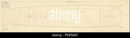 . Anglais : Albermarle (1781) - ex French Menagere (1776) Échelle 1:48. Plan montrant le trimestre et pont de gaillard d'Albermarle (1781), une frégate française, avant d'être monté comme un 28-gun, sixième Frégate Taux. ALBEMARLE 273 1779 Albermarle (1781) - ex French Menagere (1776) RMG J6405 Banque D'Images