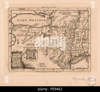 . Anglais : relief illustré de représentations imagées. Premier méridiens : Londres et Philadelphie. Comprend l'encart de Fort Frederick et illustré a cartouche. De la London Magazine, septembre 1756, tome 25. Cartes de LC En Amérique du Nord, 1750-1789, 1038 accessible également sur le site Web de la Bibliothèque du Congrès comme une image raster. . Une carte de la partie orientale de la province de New York avec une partie du New Jersey, &c.. 1756. Kitchin, Thomas 129 une carte de la partie orientale de la province de New York avec une partie du New Jersey, etc. LOC 2018590099 Banque D'Images