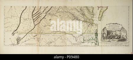 129 Une carte des plus partie habitée de Virginie contenant la totalité de la Province du Maryland avec partie de Pensilvania, New Jersey et la Caroline du Nord dessiné par Joshua Fry et Peter Jefferson en 1775 RMG F0483 Banque D'Images