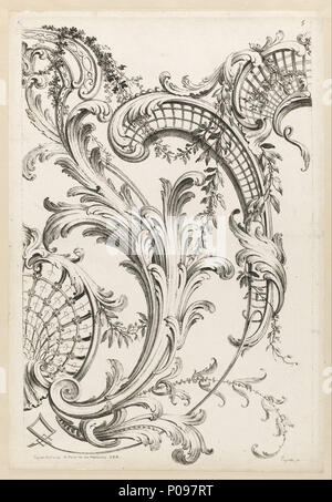 . Cartouches d'acanthe et coquille Motif feuilles . Alexis Peyrotte 1740 278 - Cartouches et feuilles d'acanthe Shell - Motif Google Art Project Banque D'Images