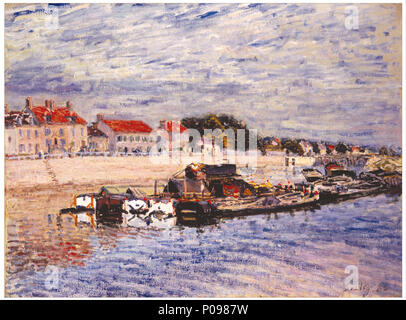 278 Alfred Sisley - péniches sur le Loing à Moret-sur-Loing - Google Art Project Banque D'Images