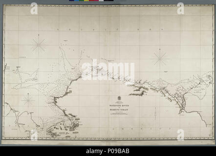 . Anglais : Nord Côte Nord du détroit de Behring ro du fleuve Mackenzie à partir des observations de Beechey, Franklin, Richardson, Dease et Simpson, Kellet, Pullen & Hooper, Moore Collinson, McClure et Maguire[Échelle : vers 1:2 000 000]. Organigramme de la côte nord de l'Amérique du Nord entre 65°et 75°Nord. Graphique très étroitement ajusté. Position de la piste de Vincennes et Sloop HMS Herald. La côte de l'Amérique N . 1856. Amirauté HM ; J & C Walker ; Peter W. Dease, Sir John Franklin, Sir John Richardson ; le Vice-amiral Sir Richard Collinson 283 Nord Côte Nord du détroit de Behring ro Mackenzie de l'observati Banque D'Images