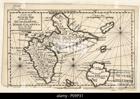 . Anglais : relief illustré de représentations imagées. De Gentleman's Magazine et chronique historique. Juin 1759, c. 29. Cartes de LC En Amérique du Nord, 1750-1789, 2014 accessible également sur le site Web de la Bibliothèque du Congrès comme une image raster. . Une nouvelle carte précise des îles de Guadeloupe, Marie-Galante &c. des meilleures autorités. 1759. Gibson, J. (Jean) ; le juge Gibson 138 et une nouvelle carte précise des îles de Guadeloupe, Marie-Galante, etc. de l'autorités mieux LOC 2010593358 Banque D'Images