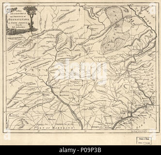 . Anglais : relief illustré de représentations imagées. Montre villes, routes, des forts, des rivières, des ruisseaux et des cascades, à l'ouest jusqu'en ville.' 'Chambers comprend partie adjacente du New Jersey. De la London magazine : ou, Gentleman's monthly intelligencer (avril, 1780), tome 64. 'Longitude ouest de Londres." accompagné de texte : description historique et géographique de la province de Pennsylvanie en Amérique du Nord. [8] p. ; 21 cm. Accessible également sur le site Web de la Bibliothèque du Congrès comme une image raster. . Une nouvelle carte précise de la province de Pennsylvanie, en Amérique du Nord : à partir de la meilleure des autorités.. 1780. Un Banque D'Images