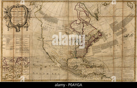 154 Une nouvelle carte de l'Amérique du Nord, avec les Britanniques, Français, Espagnol, Néerlandais &AMP ; dominions danois sur ce grand continent ; et l'ouest des îles de l'Inde, LOC 73696663 Banque D'Images