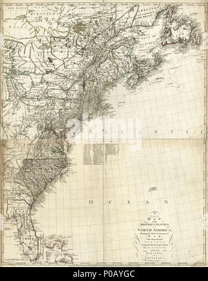 154 Une nouvelle carte des colonies britanniques en Amérique du Nord, qui fais le siège de la guerre actuelle, repris de la meilleure des sondages, par rapport à l'amélioration et de manuscrits de plusieurs nobles et messieurs. 74695319 LOC Banque D'Images