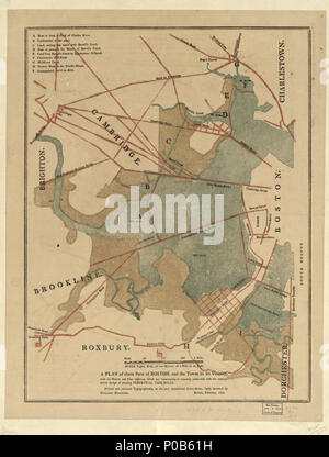 171 Un plan de ces parties de Boston, et les villes à proximité, avec les eaux et les appartements adjacents, qui sont immédiatement ou à distance liée à la conception de l'installation envisagée LOC perpétuelle 2011589324 Banque D'Images