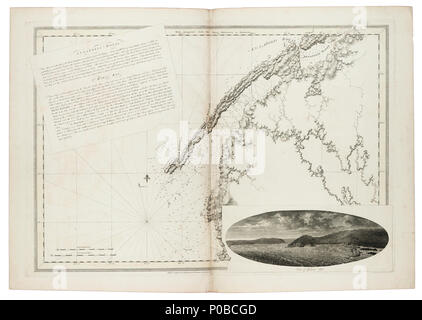 . Anglais : Annapolis Royal [et] BayTwo Saint Mary's s'est joint à feuilles. Gravé. Échelle : ca. 1:30 000 (bar). Note : cartographique montre la variation de 11° 15' O. Bar balances, dans la loi et de milles marins, et des symboles sont inclus dans 21B et versions ultérieures. D'autres endroits : la Nouvelle-Écosse, baie de Fundy. Table des matières Note : Instructions nautiques sont inclus dans le titre, l'avis de Gulivers trou. 21C. Même la plaque comme 21B. Autres caractéristiques : Imprimé sur papier unwatermarked. Numéro de page '7' type d'un cachet au verso. Il existe six versions de ce tableau de la collection : 21A. Mentions légales Le 9 avril. 1776. Montre les bâtiments a Banque D'Images