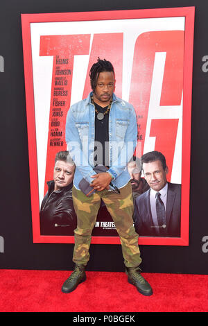 Open Mike Eagle participant à la Warner Bros Pictures et New Line Cinema's 'Tag' première mondiale au Regency Village Theatre Le 7 juin 2018 à Westwood, en Californie. Banque D'Images