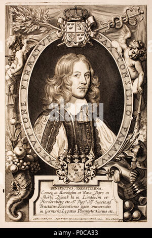 . Svenska : Bengt Gabrielsson Oxenstierna den 16 juli 1623 född, död den 12 juli 1702, var en svensk greve, diplomate et ämbetsman. Anglais : Portrait de Bengt Gabrielsson Oxenstierna (1623-1702). Comte Oxenstierna était un homme d'État suédois. Page 55. Nederlands : Bengt Gabrielsson Oxenstierna (1622-1702), Zweeds diplomaat . 1717. Anselm van Hulle (1601-après 1674) Noms alternatifs, Hebbelijnck Hebbelynck Anselmus Anselmus, Anselm von Hulle, Anselmus van Hulle, Anselmus von Hulle Description peintre flamand et rapporteur pour avis Date de naissance/décès 23 juillet 1601 (baptisé) après 1674 Emplacement de Banque D'Images