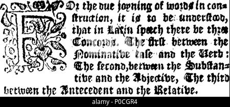. Anglais : Fleuron du livre : Une courte introduction de la grammaire. Compilé et mis en avant pour la mise en place de tous ceux qui ont l'intention d'atteindre la connaissance de la langue latine. 204 Une courte introduction de la grammaire Fleuron T115765-7 Banque D'Images