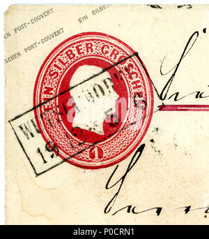. Anglais : Détail d'un arrêt postal 1 SilberGroschen émis par la Prusse en 1855, encadré annulé près de 1858 à WUTSCHDORFF, Brandebourg (maintenant Bucze en Pologne). . 31 août 2013, 22:02:17. Jacquesverlaeken 1 1858ca Wutschdorff la Prusse SGr 1U11 Banque D'Images