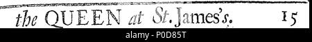 . Anglais : fleuron de livre : un sermon prêché devant la reine dans la chapelle-royal à Saint-james's ; le 7e novembre 1710. étant la journée d'action de grâce à Dieu tout-puissant, pour le succès de cette campagne, et plus particulièrement, pour ceux en Espagne. Par George Stanhope, D. D. Doyen de Canterbury, et aumônier à ordinaire de Sa Majesté. Publié par ordre de Sa Majesté de la commande. 197 un sermon prêché devant la reine dans la chapelle-royal à St Fleuron T047801-5 Banque D'Images