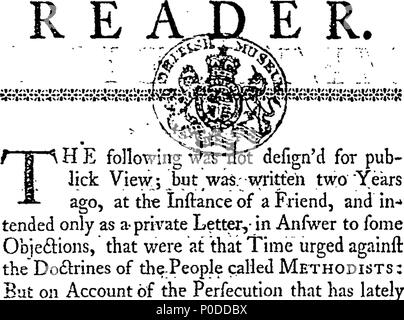 . Anglais : Fleuron du livre : une vue sommaire des doctrines du méthodisme. Occasionnés par la fin de la persécution des méthodistes à Norwich. Où les indications qui y figurent de temps à autre, sont récités ; certaines observations faites à ce sujet ; ainsi qu'une réponse à une lettre dans le publick documents de un dissident. 211 une vue sommaire des doctrines du méthodisme Fleuron T060892-2 Banque D'Images
