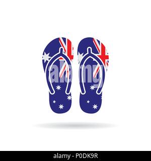 Drapeau Australie flip flop sandals icône sur un fond blanc. Illustration de Vecteur