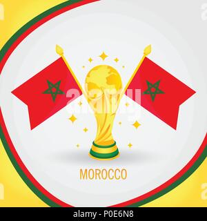 Le Maroc Champion Football World Cup 2018 - Trophée d'or et du pavillon Illustration de Vecteur