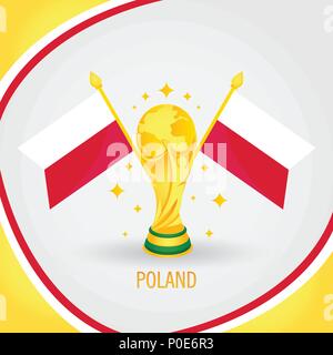 Pologne Champion Football World Cup 2018 - Trophée d'or et du pavillon Illustration de Vecteur