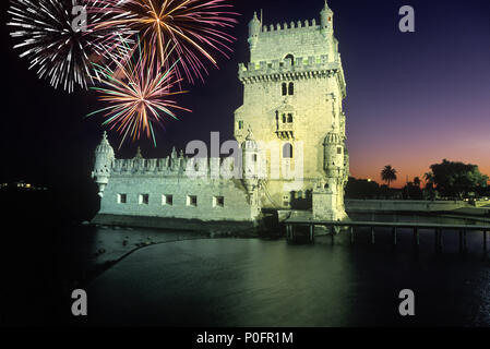 Historique 1993 la Tour de Belém TAGE LISBONNE PORTUGAL Banque D'Images