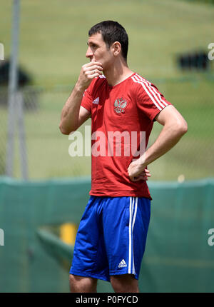 Neustift, Tyrol, Autriche - le 28 mai 2018. Joueur de football russe Alan Dzagoev au cours de camp d'entraînement à Neustift im Stubaital, Autriche. Banque D'Images