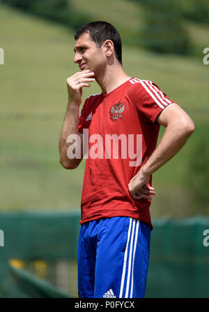 Neustift, Tyrol, Autriche - le 28 mai 2018. Joueur de football russe Alan Dzagoev au cours de camp d'entraînement à Neustift im Stubaital, Autriche. Banque D'Images