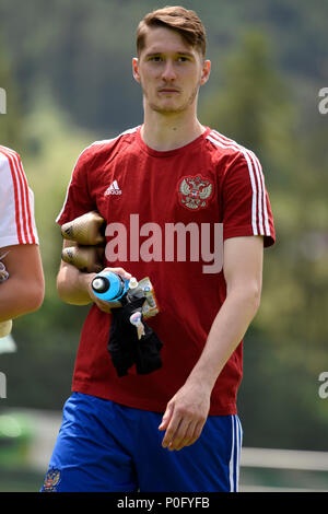 Neustift, Tyrol, Autriche - le 28 mai 2018. Joueur de football russe Alexey Miranchuk au cours de camp d'entraînement à Neustift im Stubaital, Autriche. Banque D'Images