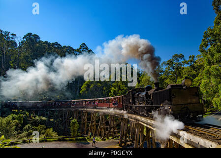 Puffing Billy, Australie Melbourne, fer à vapeur préservé Banque D'Images