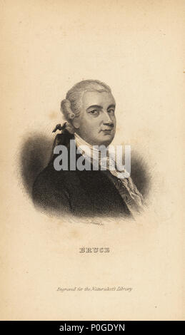 James Bruce de Kinnaird, explorateur écossais, écrivain et naturaliste, 1730-1794. Après un portrait par David Martin. Gravure sur acier par Lizars de Sir William Jardine's La Bibliothèque du naturaliste, W.H. Lizars, Édimbourg, 1843. Banque D'Images