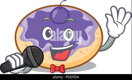 Blueberry mascot cartoon beignet de chant Illustration de Vecteur