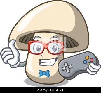 Gamer champignon mascot cartoon Illustration de Vecteur