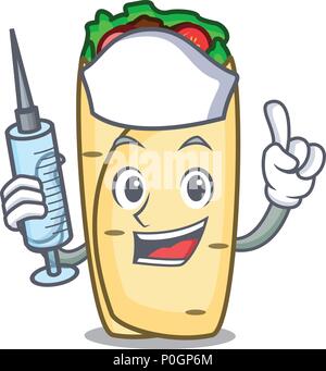 Burrito infirmière cartoon style de caractères Illustration de Vecteur