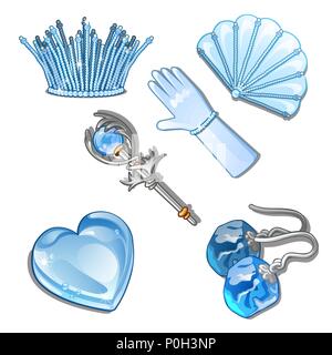 L'ensemble d'articles et de décorations élégantes de glace isolé sur un fond blanc. Vector illustration. Illustration de Vecteur