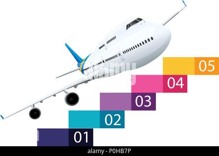 Présentation Infrographics avec illustration de l'avion Illustration de Vecteur