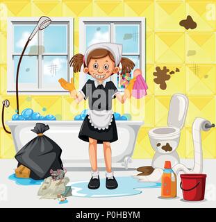 Le nettoyage d'une salle de bains sale illustration Illustration de Vecteur