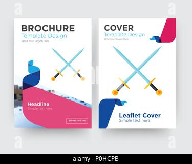 Modèle de conception de brochure flyer excalibur avec résumé photo de fond, tendance minimaliste business entreprise rouler ou le rapport annuel Illustration de Vecteur