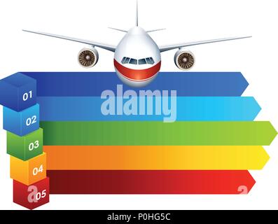 Infographie - arc-en-ciel avec l'illustration de l'avion Illustration de Vecteur