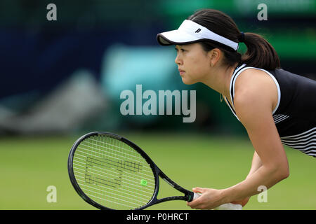 Centre de tennis de Nottingham, Nottingham, Royaume-Uni. 9 juin, 2018. Miharu Imanishi du Japon : Action Crédit service attend Plus Sport/Alamy Live News Banque D'Images