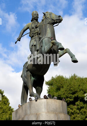 Statue d'un cavalier sur un cheval à Athènes, Georgios Karaiskakis Banque D'Images