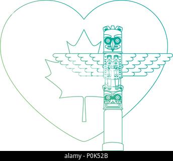 Coeur drapeau canadien avec vector illustration design totem Illustration de Vecteur