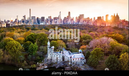 Panorama de New York Central Park, vue aérienne en saison d'automne Banque D'Images