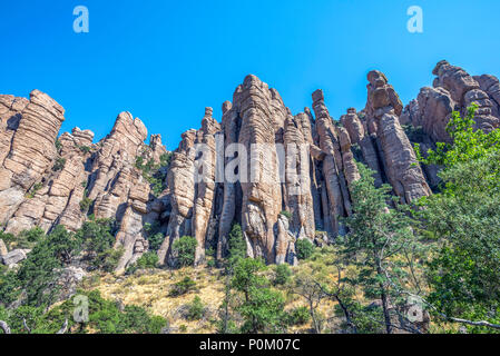 Tuyau d'orgue de la formation. Monument National Chiricahua, Willcox, Arizona. Banque D'Images