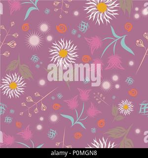 Motif floral Seamless vector. Résumé moderne de style très colorés. Hand drawn, - stock. Ou fond d'arrière-plan, le motif de tissu ou textile. Illustration de Vecteur