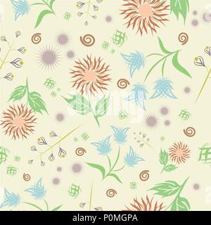 Motif floral Seamless vector. Résumé moderne de style très colorés. Hand drawn, - stock. Ou fond d'arrière-plan, le motif de tissu ou textile. Illustration de Vecteur