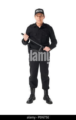 Jeune policier en uniforme isolated on white Banque D'Images