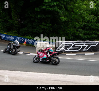 Île de Man TT en 2018. Tourist Trophy course sur route, bien sûr la montagne Banque D'Images