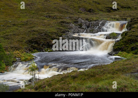 Ardessie Cascades Cascade, Dundonnell river, les highlands écossais Banque D'Images