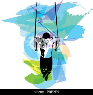 Dimensions de l'homme faisant pousser Crossfit Ups avec Trx sangles remise en forme dans la salle de sport Vector illustration Illustration de Vecteur