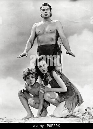 Titre original : TARZAN'S SECRET TREASURE. Titre en anglais : TARZAN'S SECRET TREASURE. Film Directeur : RICHARD THORPE. Année : 1941. Stars : MAUREEN O'SULLIVAN, JOHNNY SHEFFIELD, Johnny Weissmuller. Credit : M.G.M. / Album Banque D'Images