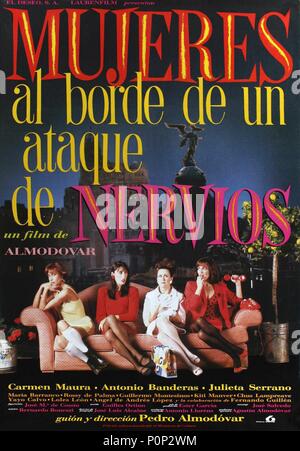 Titre original : MUJERES AL BORDE DE UN ATAQUE DE NERVIOS. Titre en anglais : LES FEMMES AU BORD DE LA dépression nerveuse. Directeur de film : Pedro Almodovar. Année : 1988. Credit : EL DESEO S.A. / Album Banque D'Images