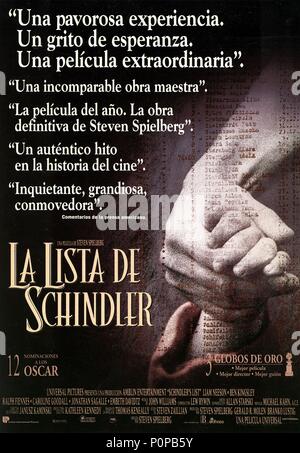 Titre original : La Liste de Schindler. Titre en anglais : la liste de Schindler. Film Réalisateur : Steven Spielberg. Année : 1993. Credit : UNIVERSAL PICTURES / Album Banque D'Images